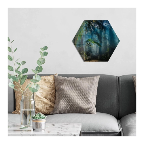 Bild von DEQORI Glasbild 'Licht durchdringt Palmen' – Ein Hingucker für jede Wand