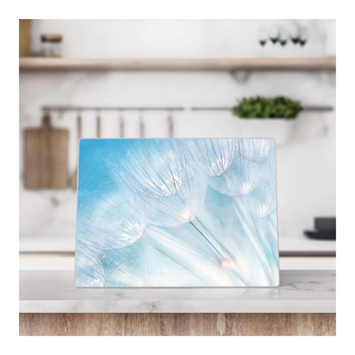 Bild von DEQORI Schneidebrett 'Schwarze Pusteblumen', Glas, Platte Frühstücksbrett Schneideplatte, DEQORI Schneidebrett aus Glas | groß 30x20 cm | Motiv "Schwarze Pusteblumen" | Design Schneideplatte für Küche | Frühstücksbrett antibakteriell & rutschfest | Glasplatte & Servierplatte