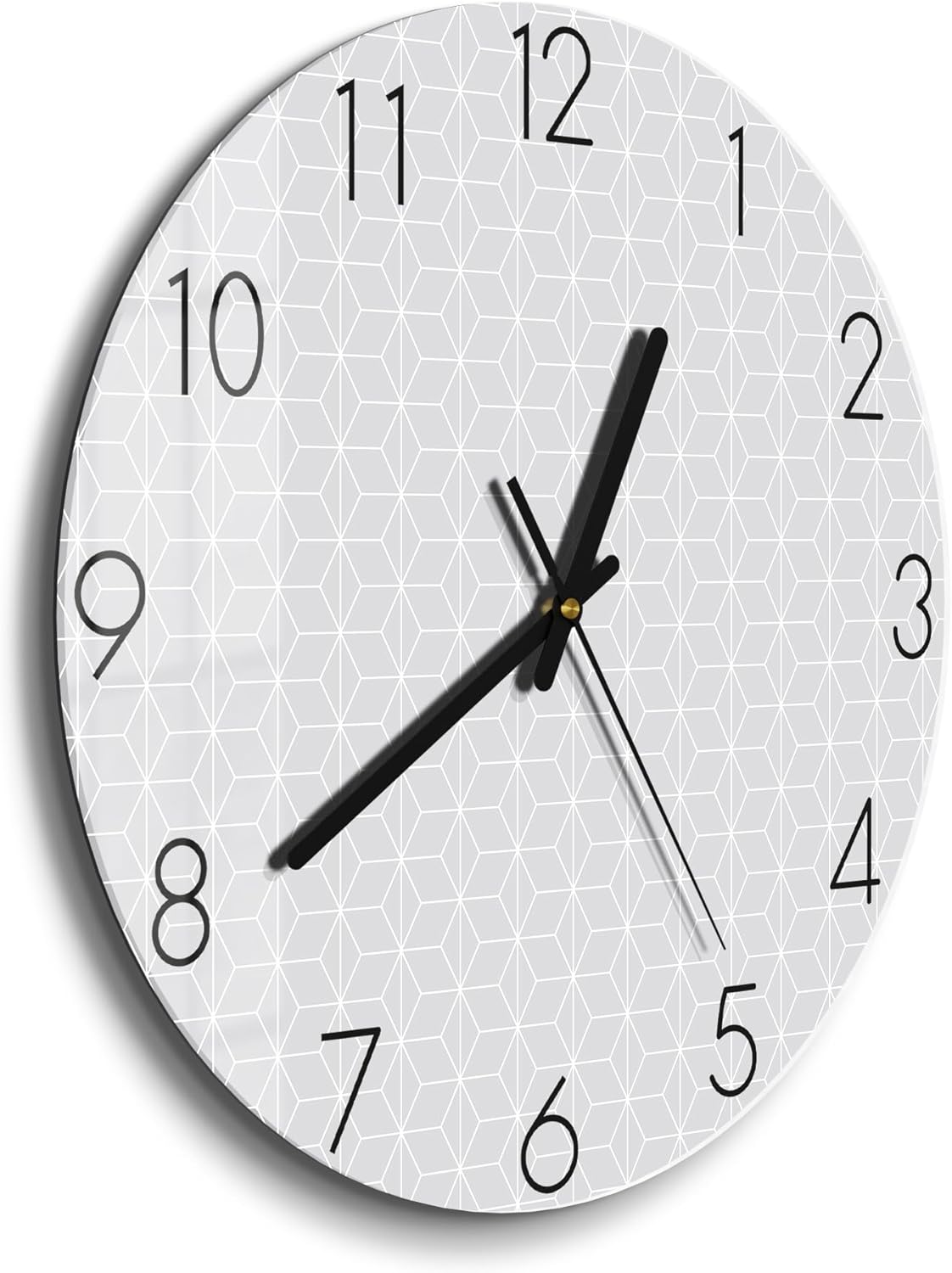 Bild von DEQORI Glasuhr | rund Ø 30 cm | Motiv Geometrische Klarheit | ausgefallene leise Design Uhr aus Glas | Wanduhr für Wohnzimmer & Küche | Moderne Hingucker Uhr für die Wand