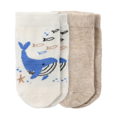 Bild von Bequeme 2 Paar Newborn Socken mit Wal-Motiv