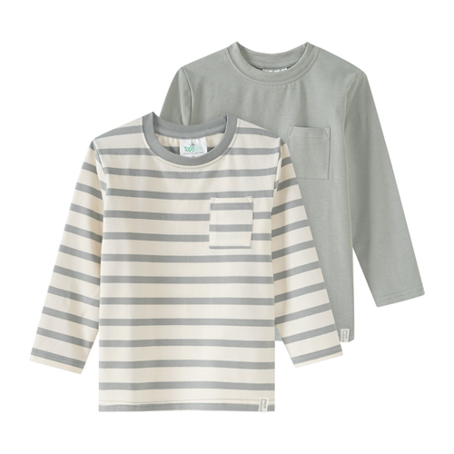Bild von 2 Jungen Langarmshirts mit Brusttasche