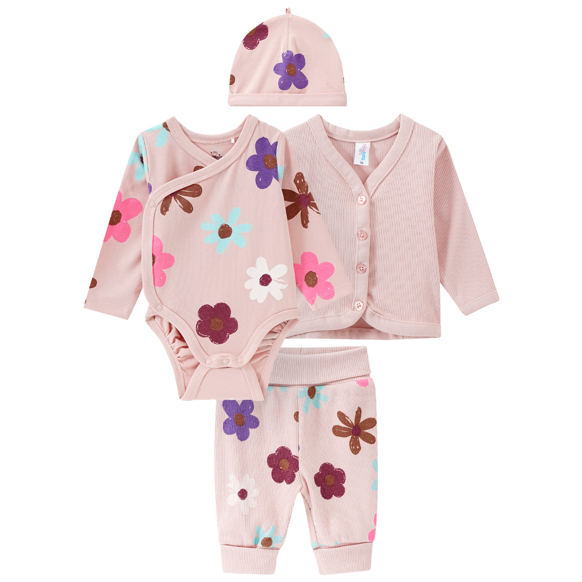 Bild von Newborn Jacke, Hose, Body und Mütze im Set