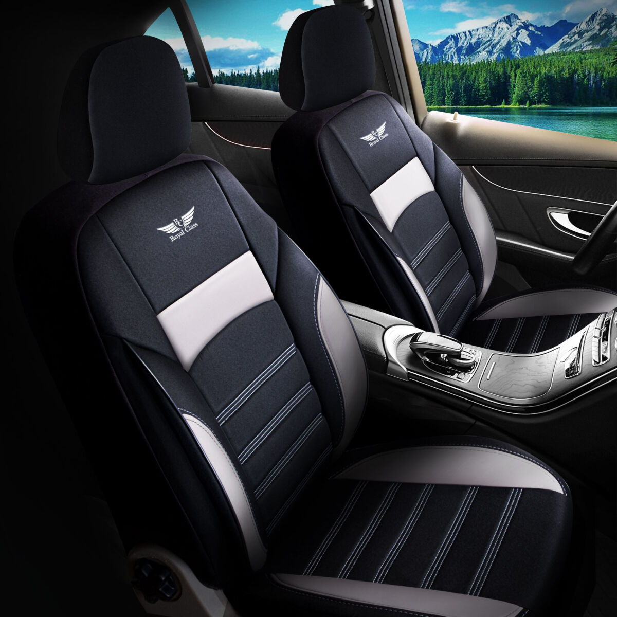 Bild von Sitzbezüge passend für Volvo V50 in Schwarz Grau