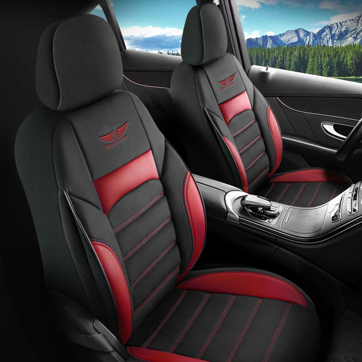 Bild von Sitzbezüge passend für Kia Soul in Schwarz Rot
