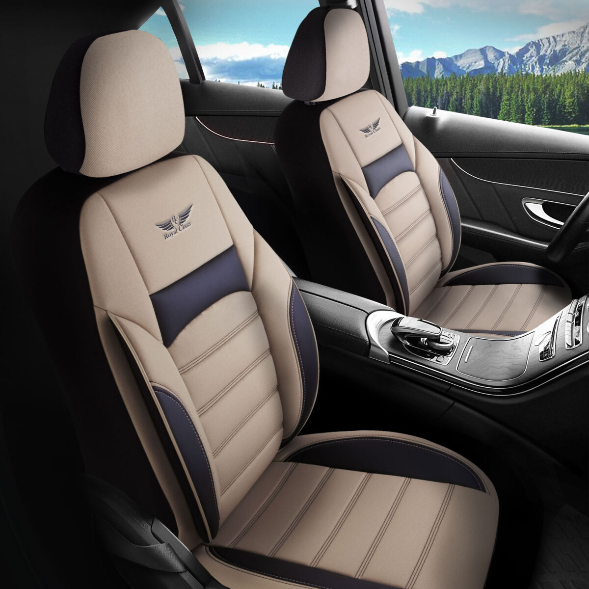 Bild von Sitzbezüge passend für Subaru Outback in Beige Schwarz