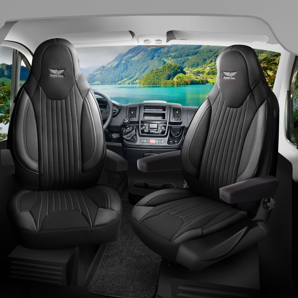 Bild von Sitzbezüge passend für Sun Living Wohnmobil Caravan in Schwarz Grau Pilot 6.1