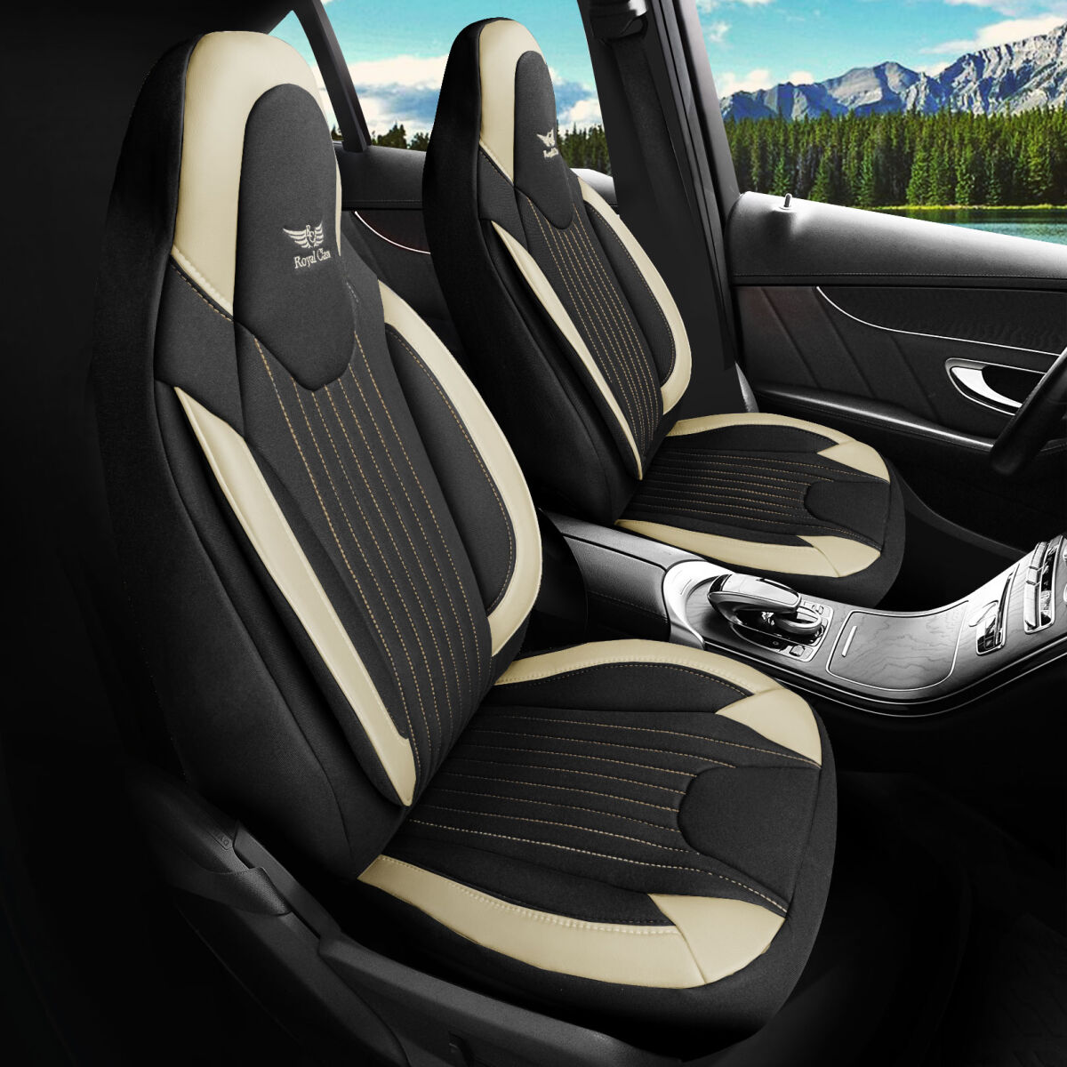 Bild von Sitzbezüge passend für VW Jetta in Schwarz Beige Pilot 6.13