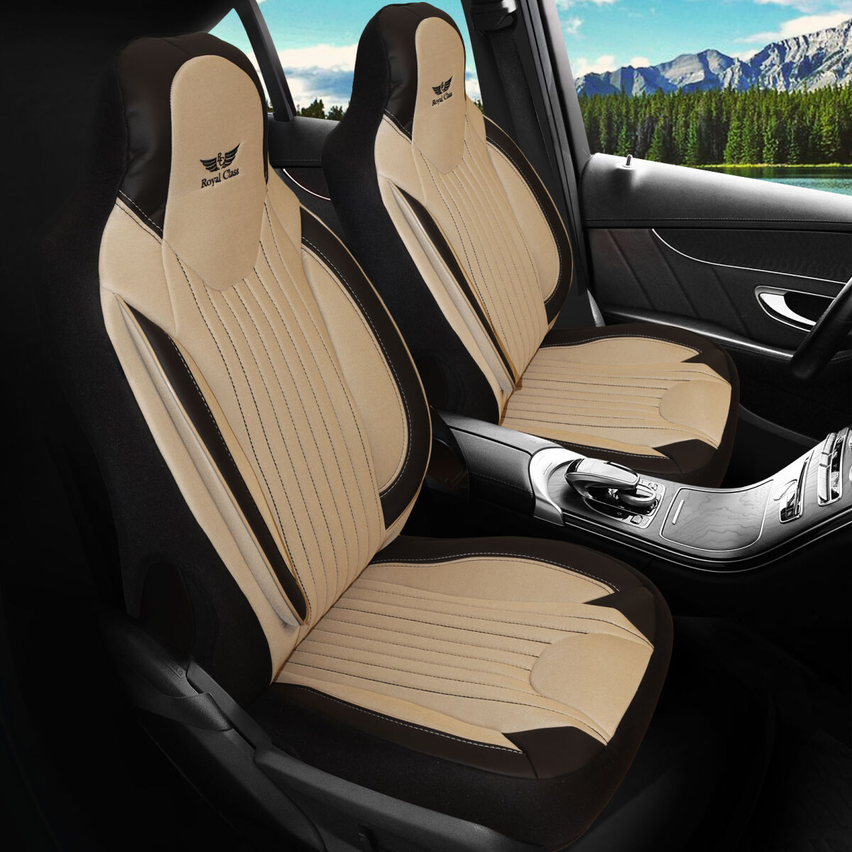 Bild von Sitzbezüge passend für BMW 4er in Beige Schwarz Pilot 6.8