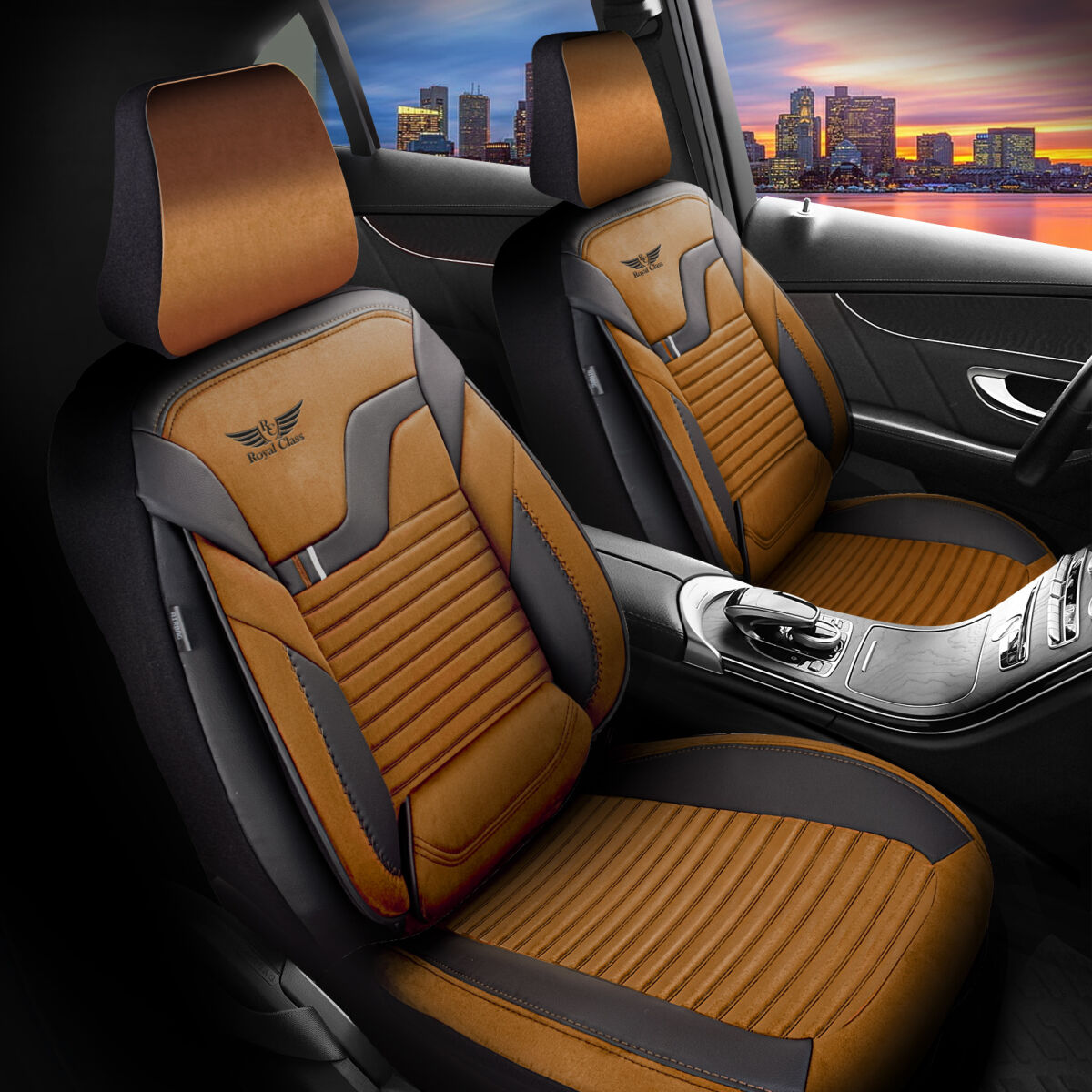 Bild von Sitzbezüge passend für Volvo V70 in Braun-Schwarz