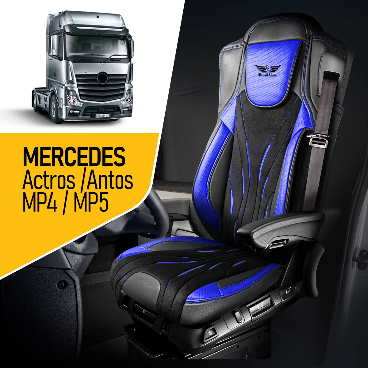 Bild von Sitzbezug passend für Mercedes Actros MP4 I MP5 ab 2011 Schwarz Blau 748S13