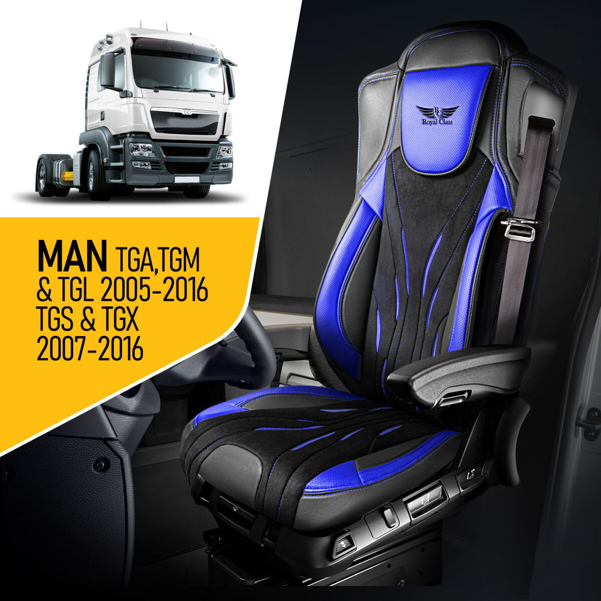 Bild von Sitzbezug passend für MAN TGL ab 2005-2016 Schwarz Blau 749S13