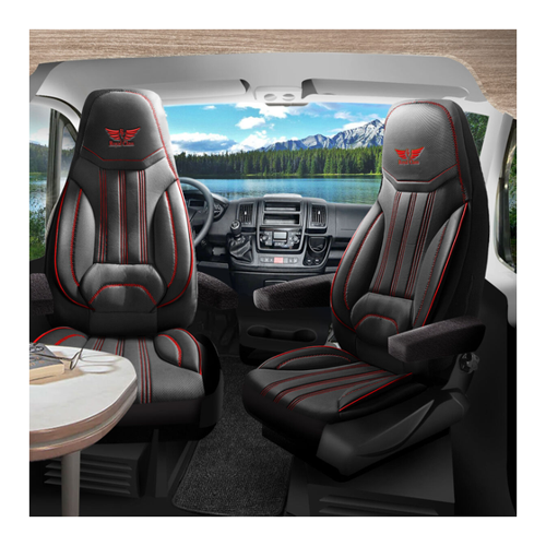 Bild von Sitzbezüge für Roller Team Wohnmobil Caravan in Schwarz-Rot Pilot 13.2