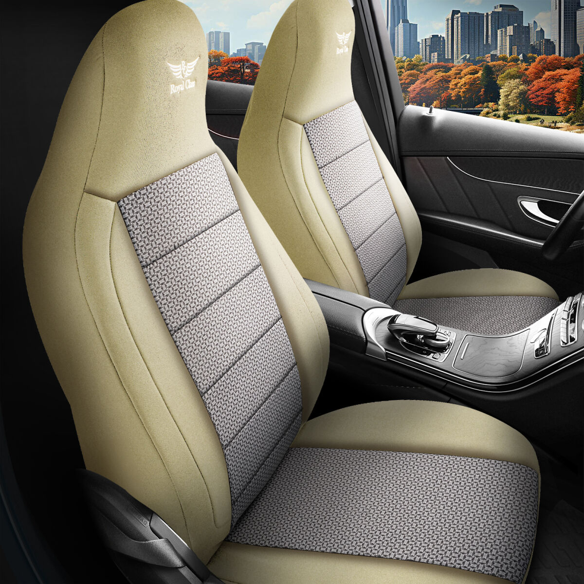Bild von Sitzbezüge passend für Opel Karl in Beige-Grau Pilot 15.2