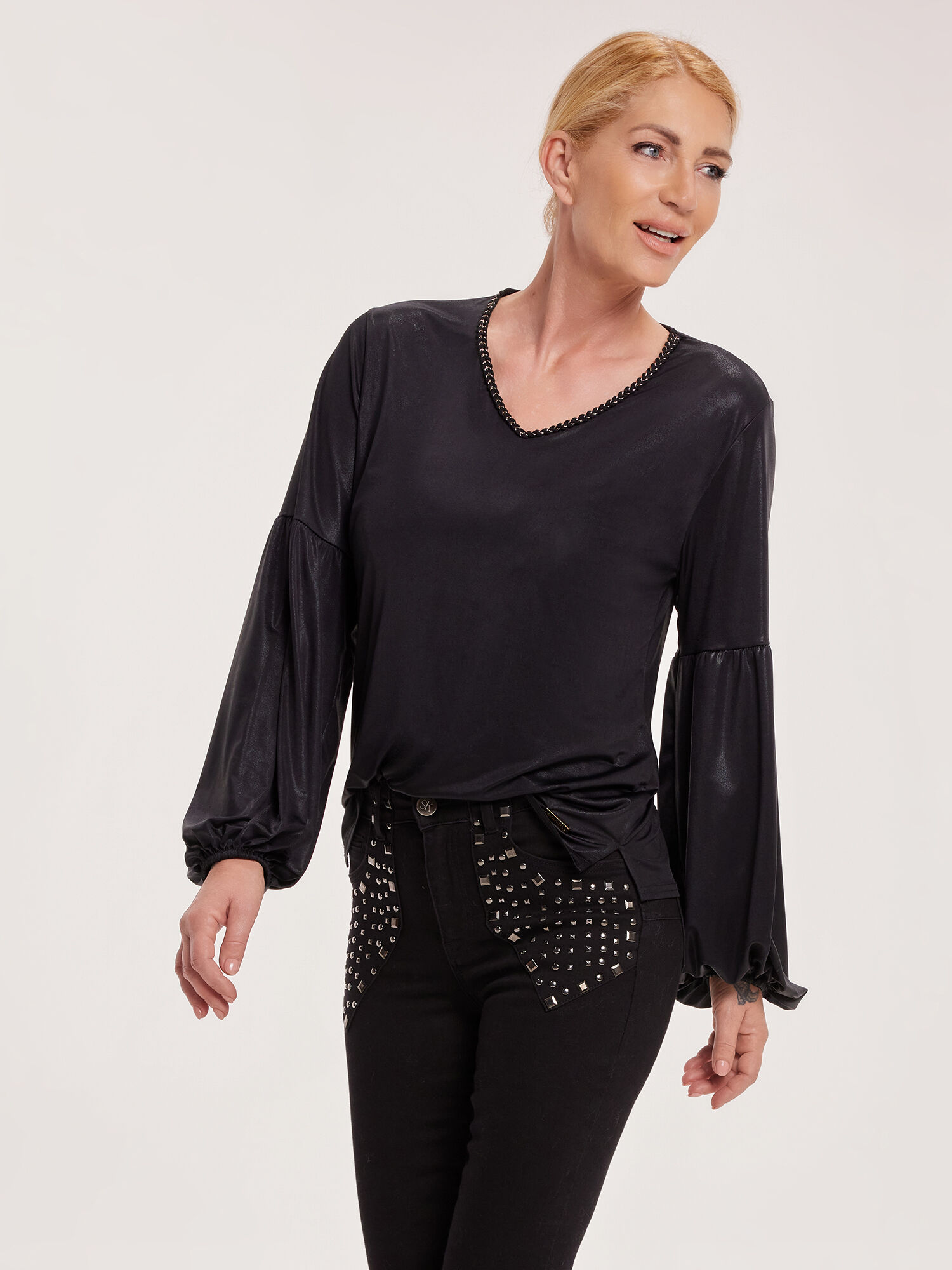 Bild von Sarah Kern Blusenshirt Romantica 48 schwarz