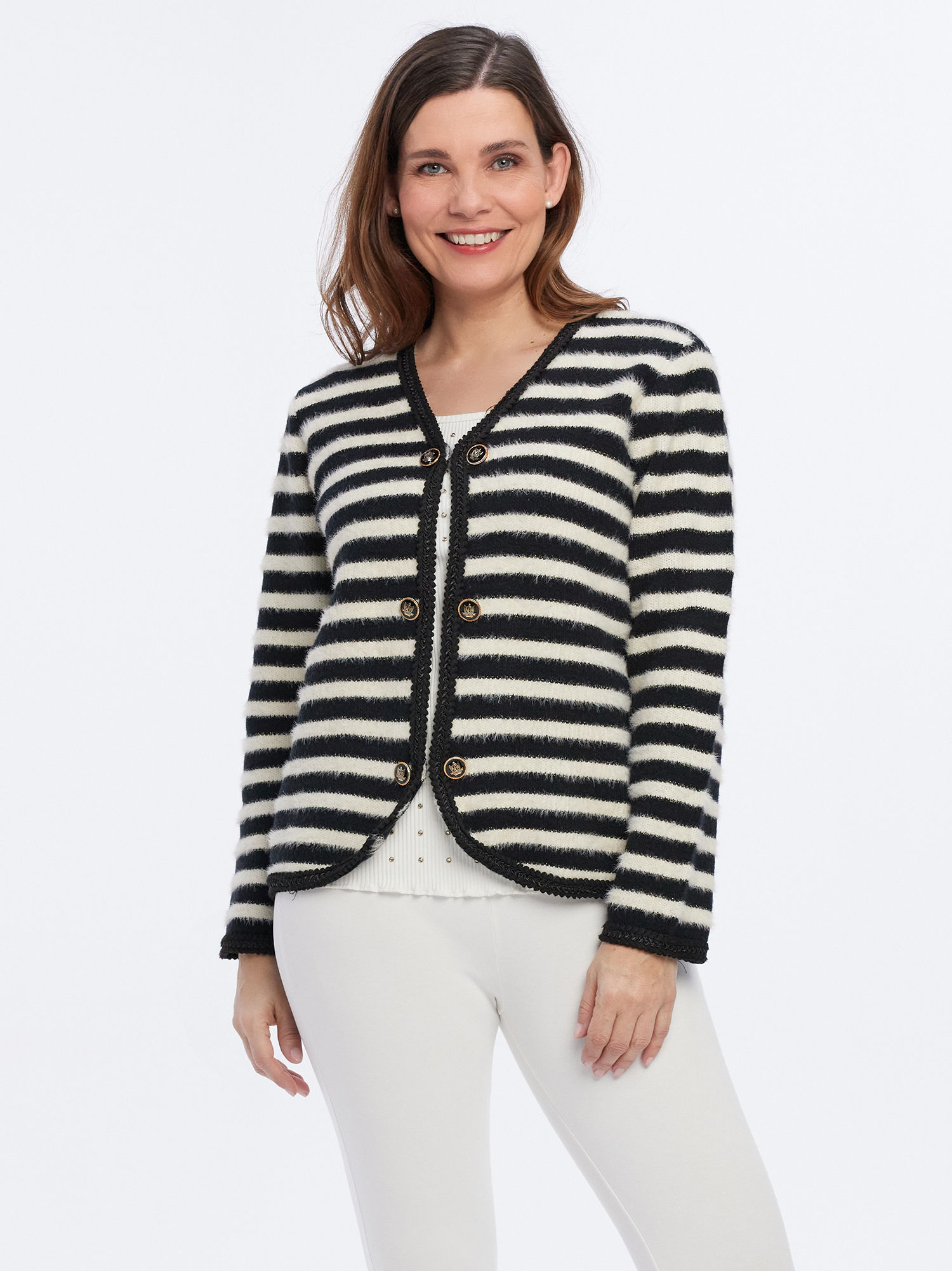 Bild von MONACO blue Strickjacke Ringel 50/52 cream-schwarz