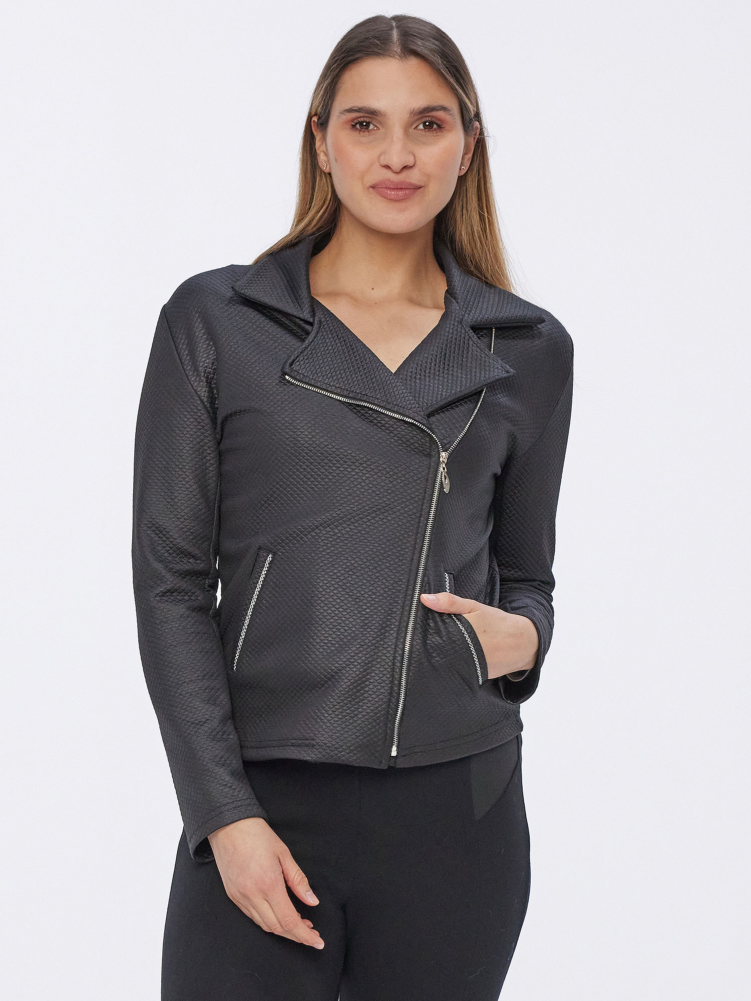 Bild von MONACO blue Bikerjacke Rautenstepp 42 schwarz
