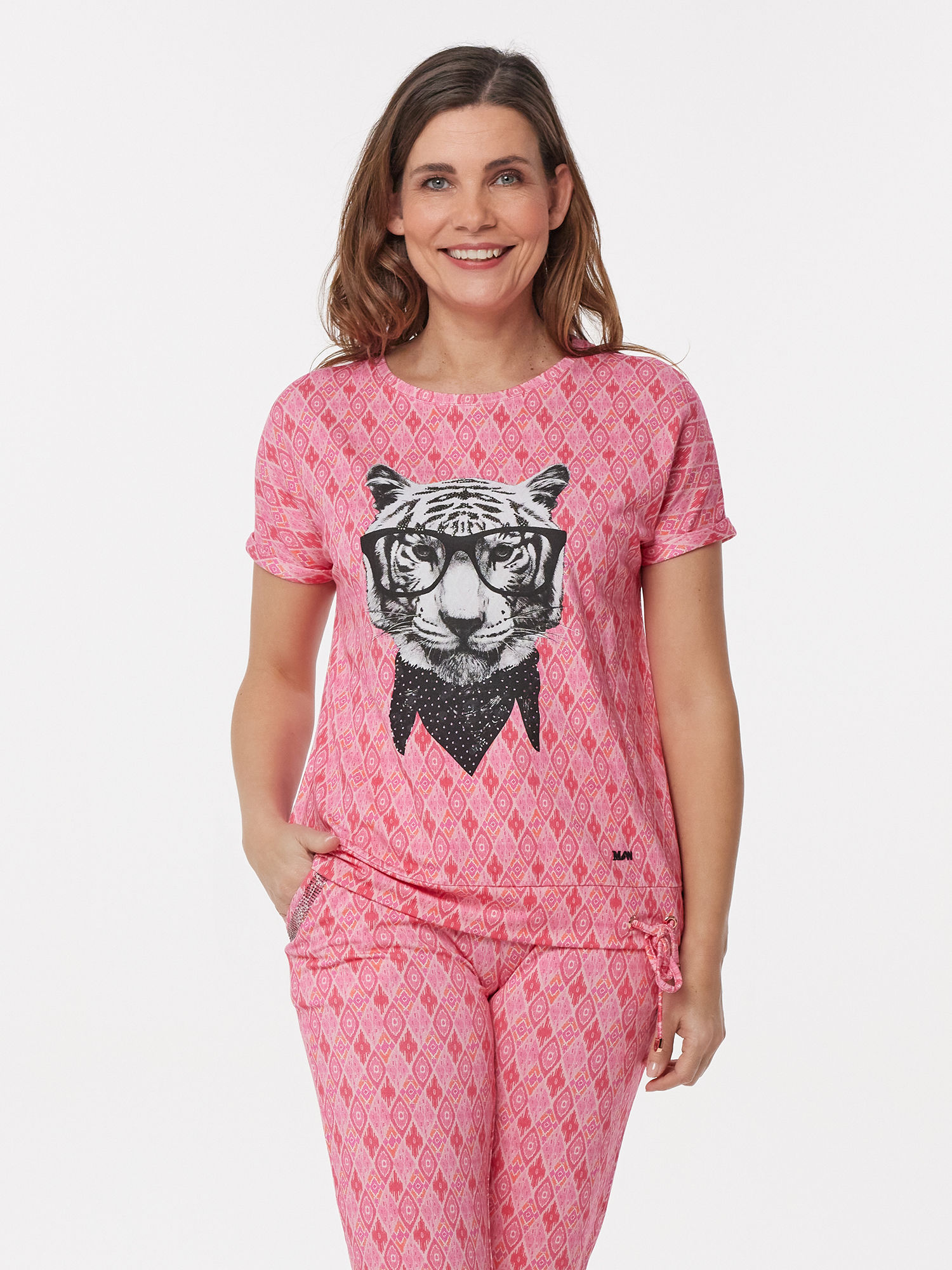 Bild von MONACO blue WEEKEND Shirt Ethno Tiger 34 candy pink