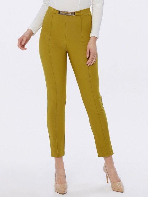 Bild von MONACO blue Stoffhose Treggings koerpernah mit Biese und Schmuckkette