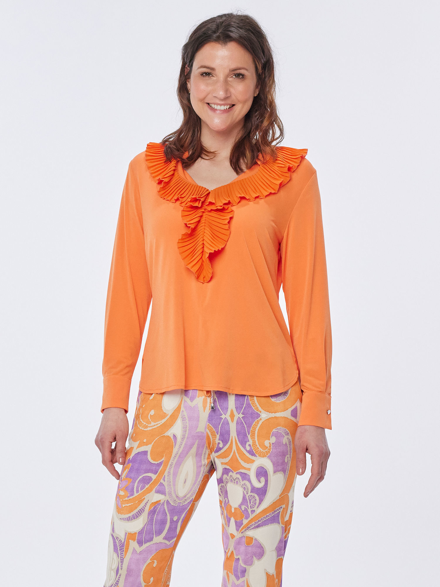 Bild von MONACO blue Rüschenblusenshirt 42 mandarine