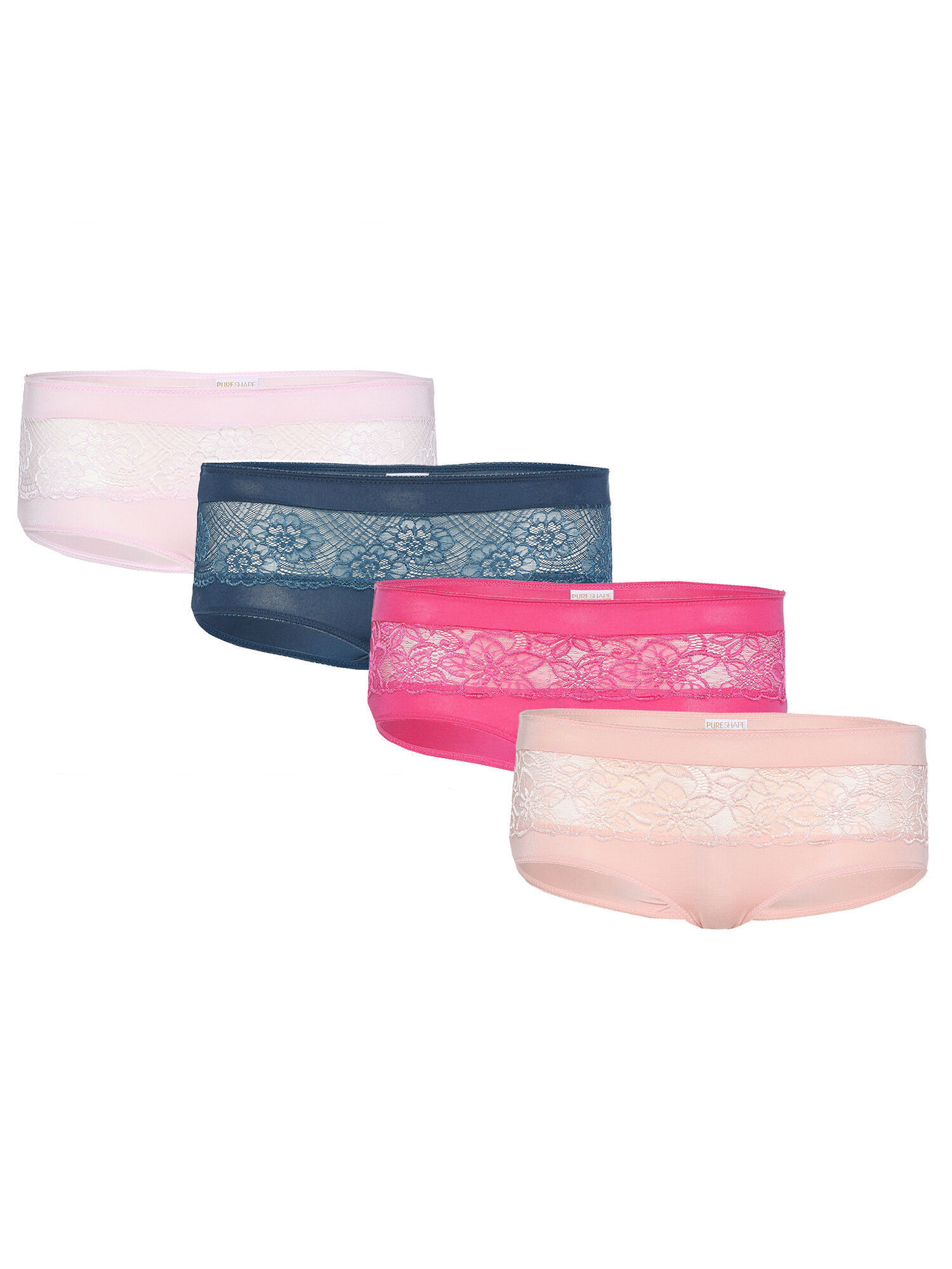 Bild von PURE SHAPE DAY&NIGHT Panty 4er-Pack mit Spitze  34/36 fuchsia-indigo-puderrosé-sorbetrosa