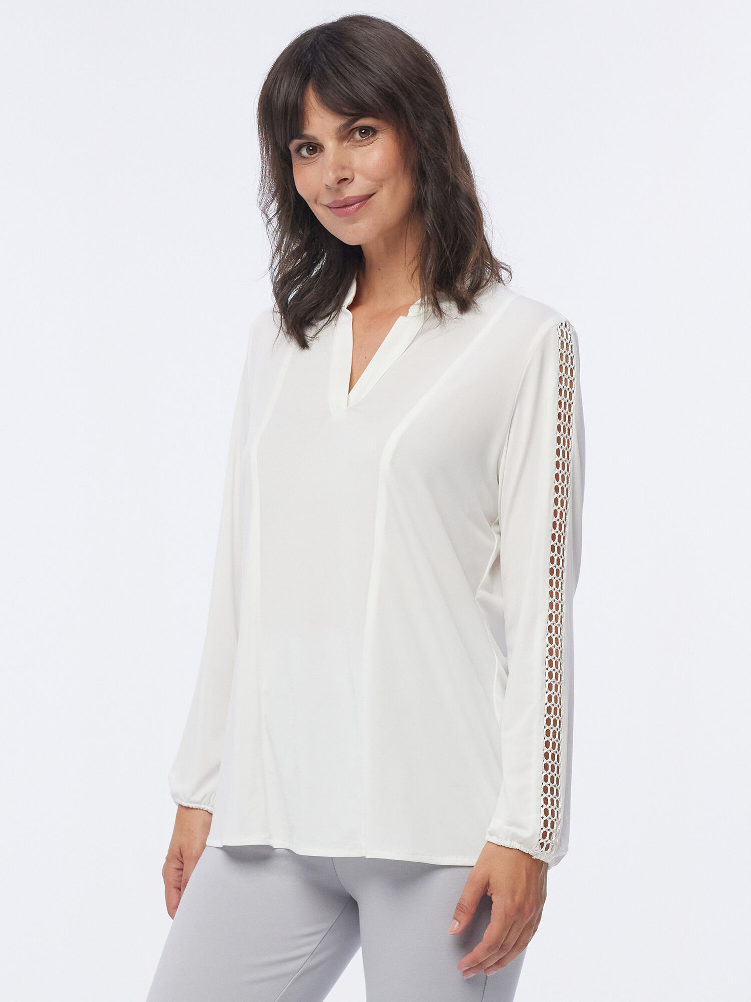 Bild von MONACO blue Blusenshirt mit Häkeldetail 44 weiß