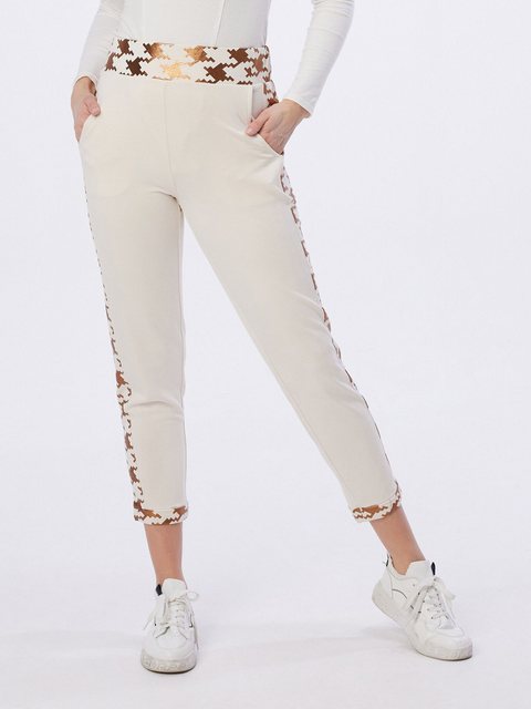 Bild von MONACO blue WEEKEND Jogger Pants Schlupfhose figurumspielend mit Hahnentritt Folienprint