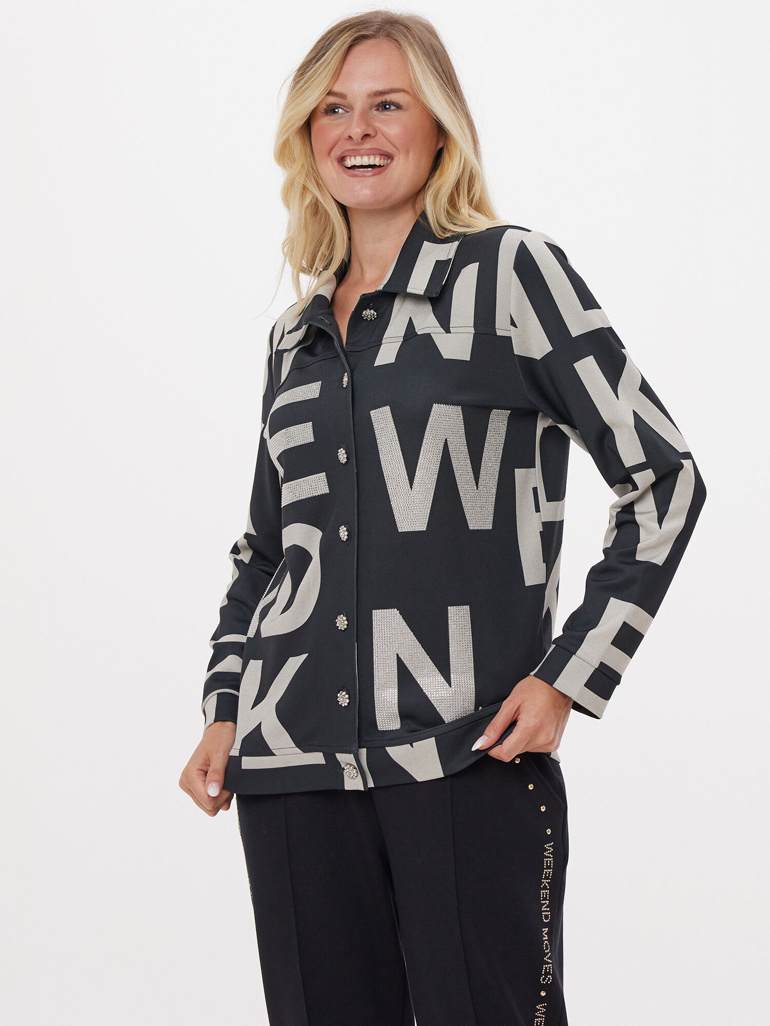 Bild von MONACO blue WEEKEND Hemdjacke Silk Jersey 48 schwarz-beige