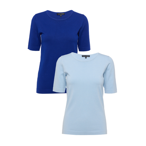 Bild von MIALUSSO Pullover 2er Pack halbarm  34/36 hellblau/blau, MIALUSSO Pullover 2er-Pack halbarm 34/36 hellblau/blau