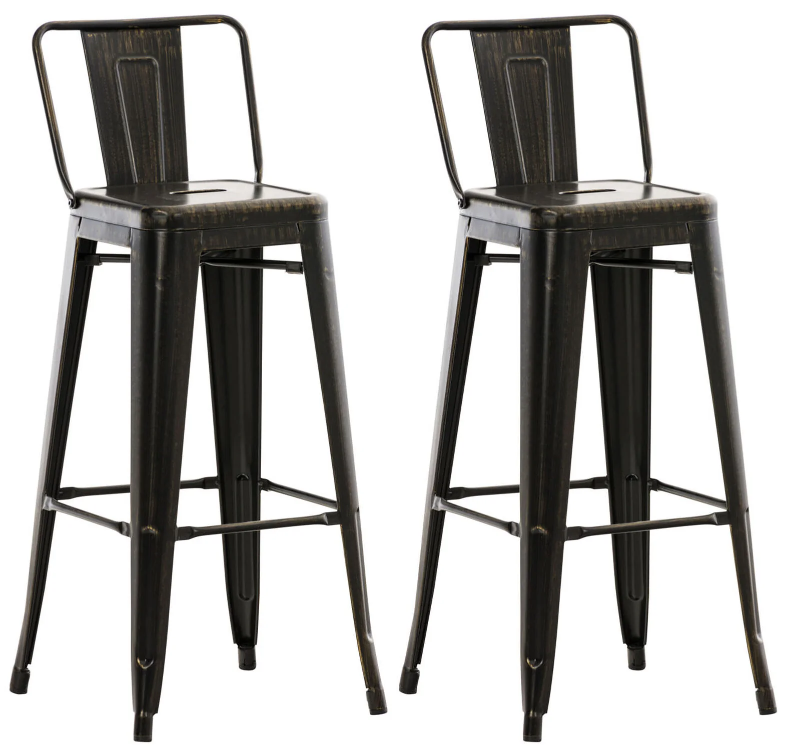 Bild von TPFLiving 2er Set Barhocker Massimo Metall - Schwarz-Gold