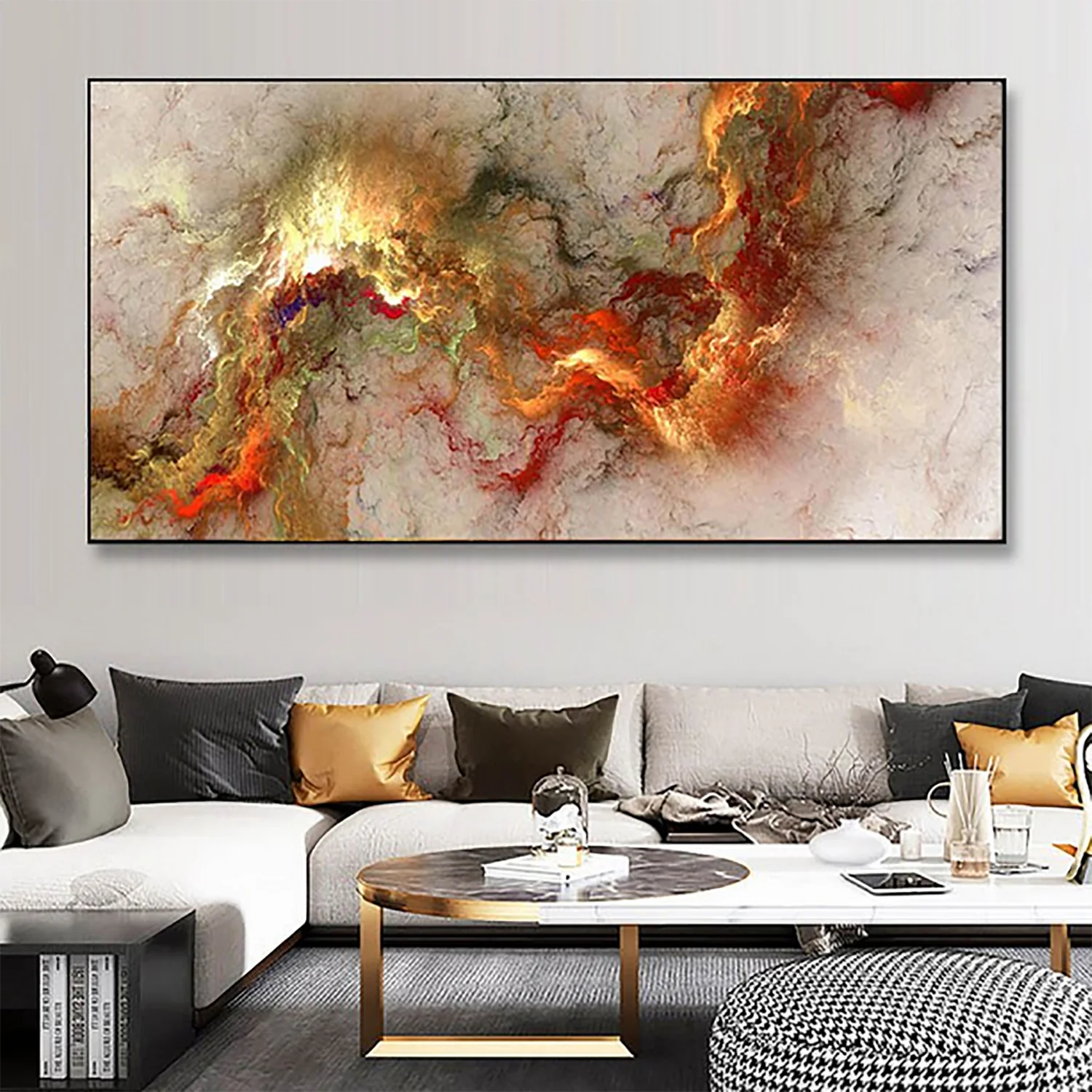 Bild von TPFLiving Poster Leinwand / Abstrakte bunte Wolken - / Verschiedene Größen - OHNE Rahmen - Modell 700194064 - 70x140cm