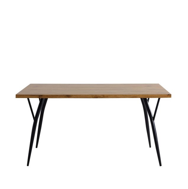 Bild von TPFLiving Esstisch LEVI - Esszimmertisch, MDF mit Eiche-Dekor, Beine Metall (Hochwertiger Küchentisch mit stylischem 4-Fuß-Gestell, 1-St., Designertisch, naturfarben, Beine schwarz), Tisch Esszimmer - Maße (BxHxT): 150x77x90 cm - Plattenstärke: 3,5 cm