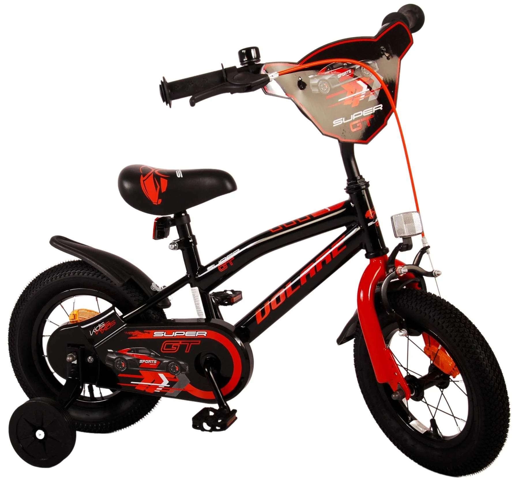 Bild von TPFSports Kinderfahrrad Volare Super GT 12 Zoll Rücktritt und Handbremse, 1 Gang, (Jungs Fahrrad - Rutschfeste Sicherheitsgriffe), Kinder Fahrrad 12 Zoll mit Stützrädern und Klingeln - Rot