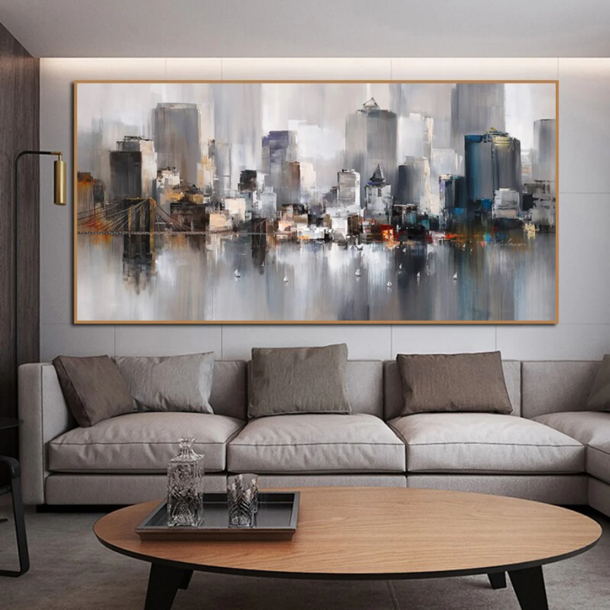 Bild von TPFLiving Poster Leinwand / Abstrakte Skylines von Städteh / Verschiedene Größen - OHNE Rahmen - Modell 20457076 - 50x100cm