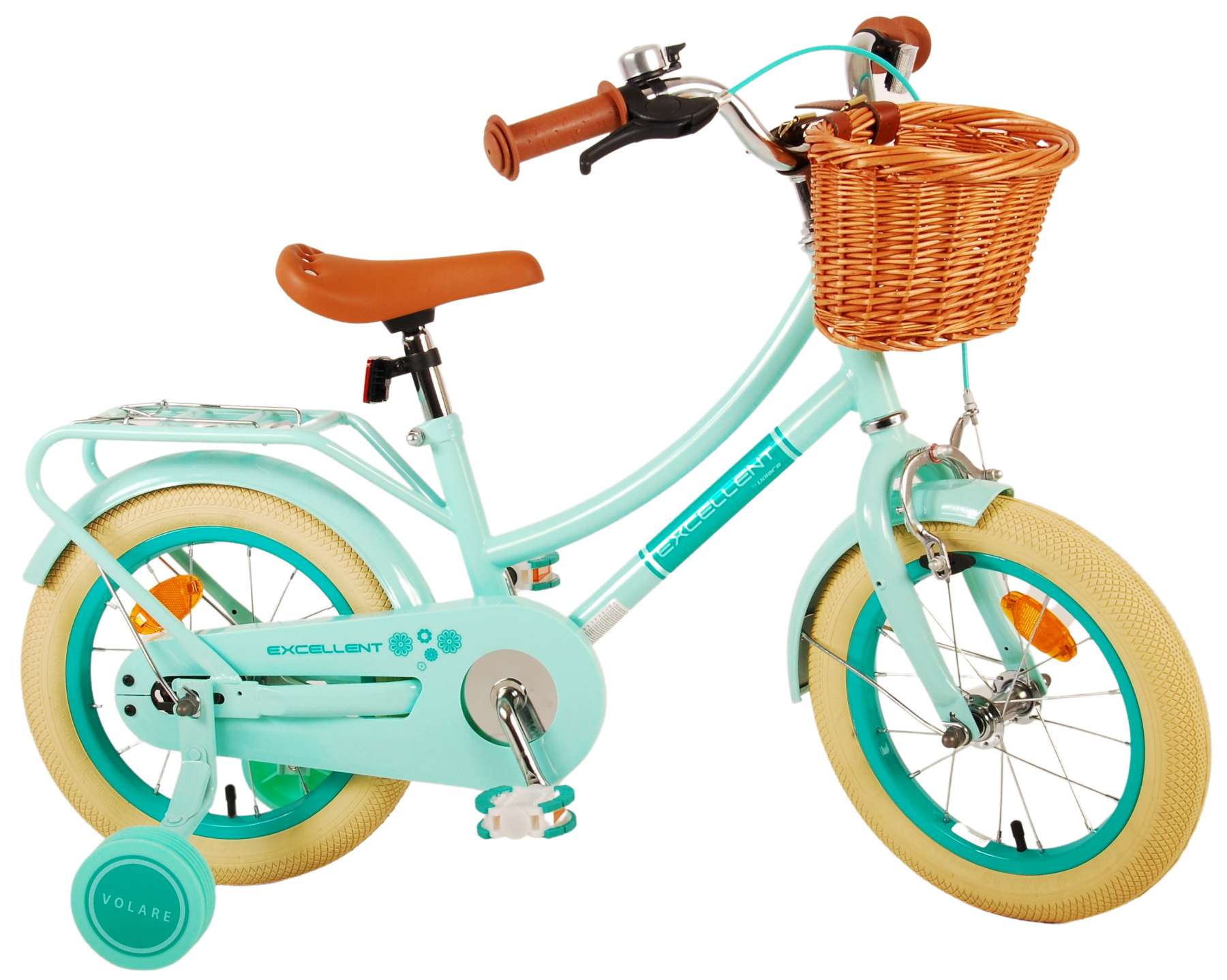 Bild von TPFSports Kinderfahrrad Volare Excellent 14 Zoll mit Rücktritt + Handbremse, 1 Gang, (Mädchen Fahrrad - Rutschfeste Sicherheitsgriffe), Kinder Fahrrad 14 Zoll mit Stützräder Laufrad Mädchen Kinderrad