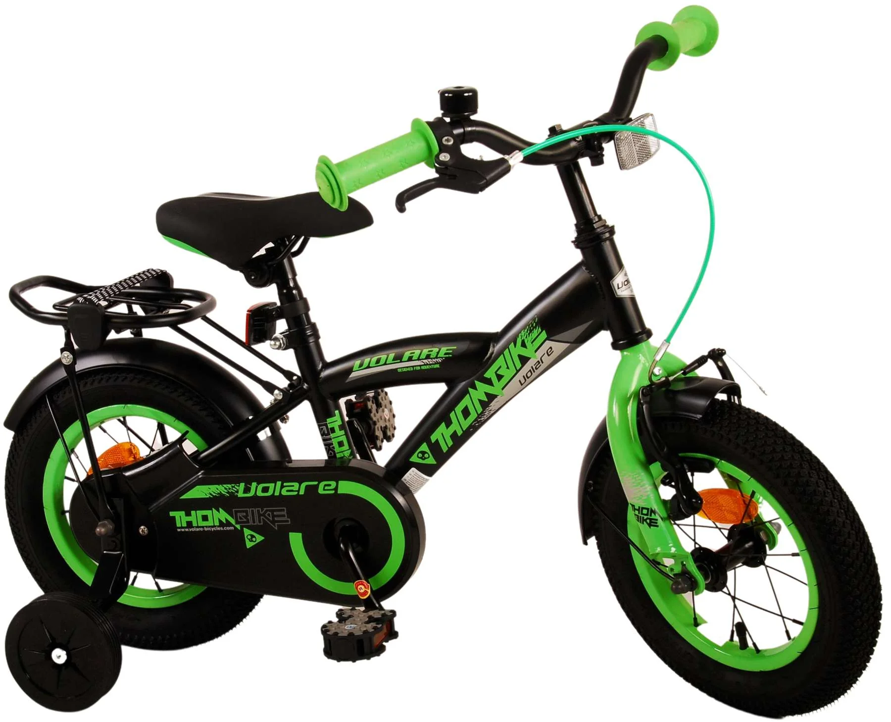 Bild von TPFSports Kinderfahrrad Volare Thombike 12 Zoll mit Rücktritt und Handbremse, 1 Gang, (Jungs Fahrrad - Rutschfeste Sicherheitsgriffe), Kinder Fahrrad 12 Zoll mit Stützrädern und Klingeln - Schwarz