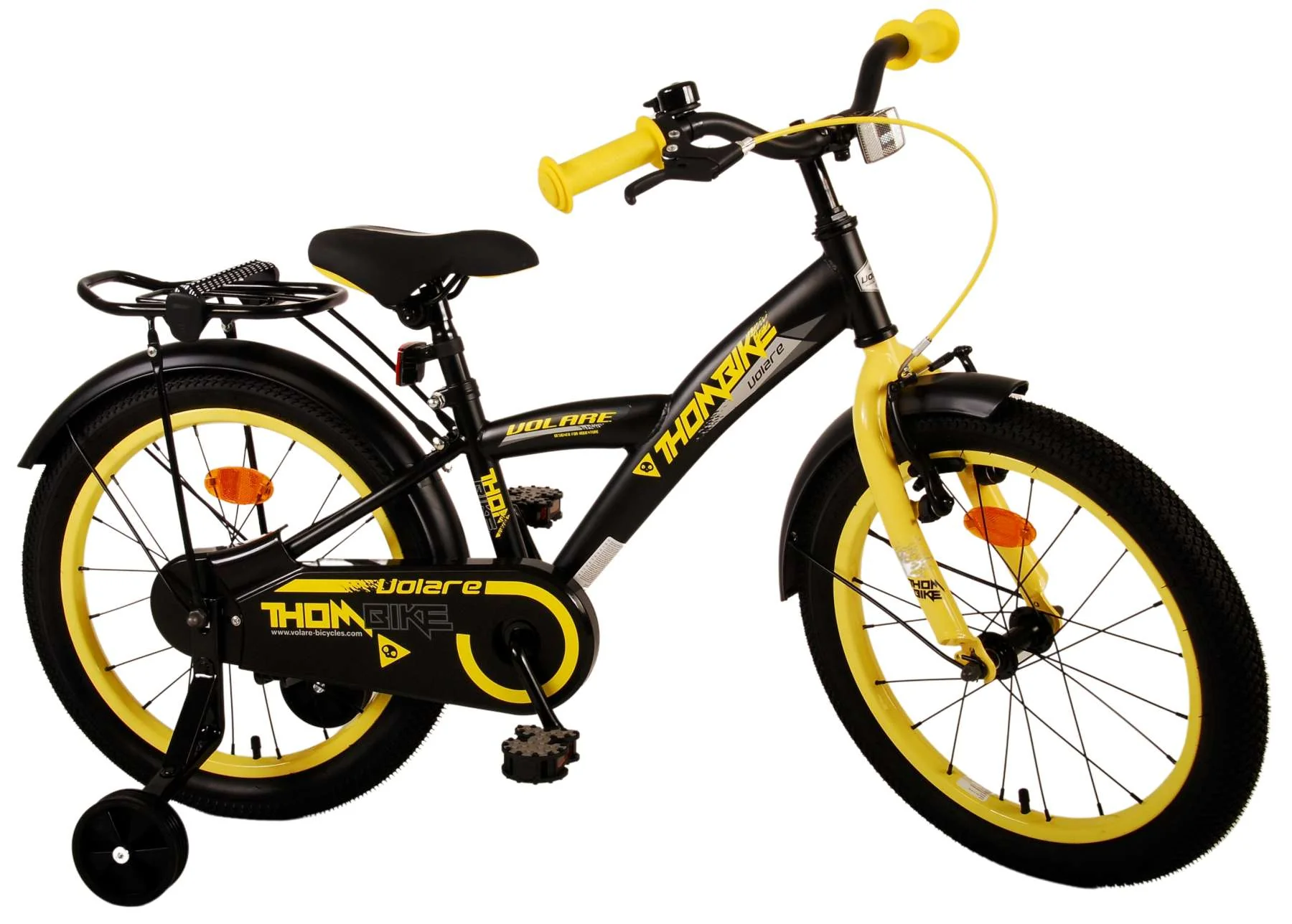 Bild von TPFSports Thombike Kinderfahrrad - Jungen - 18 Zoll - Schwarz/Gelb / Rücktritt + Handbremse