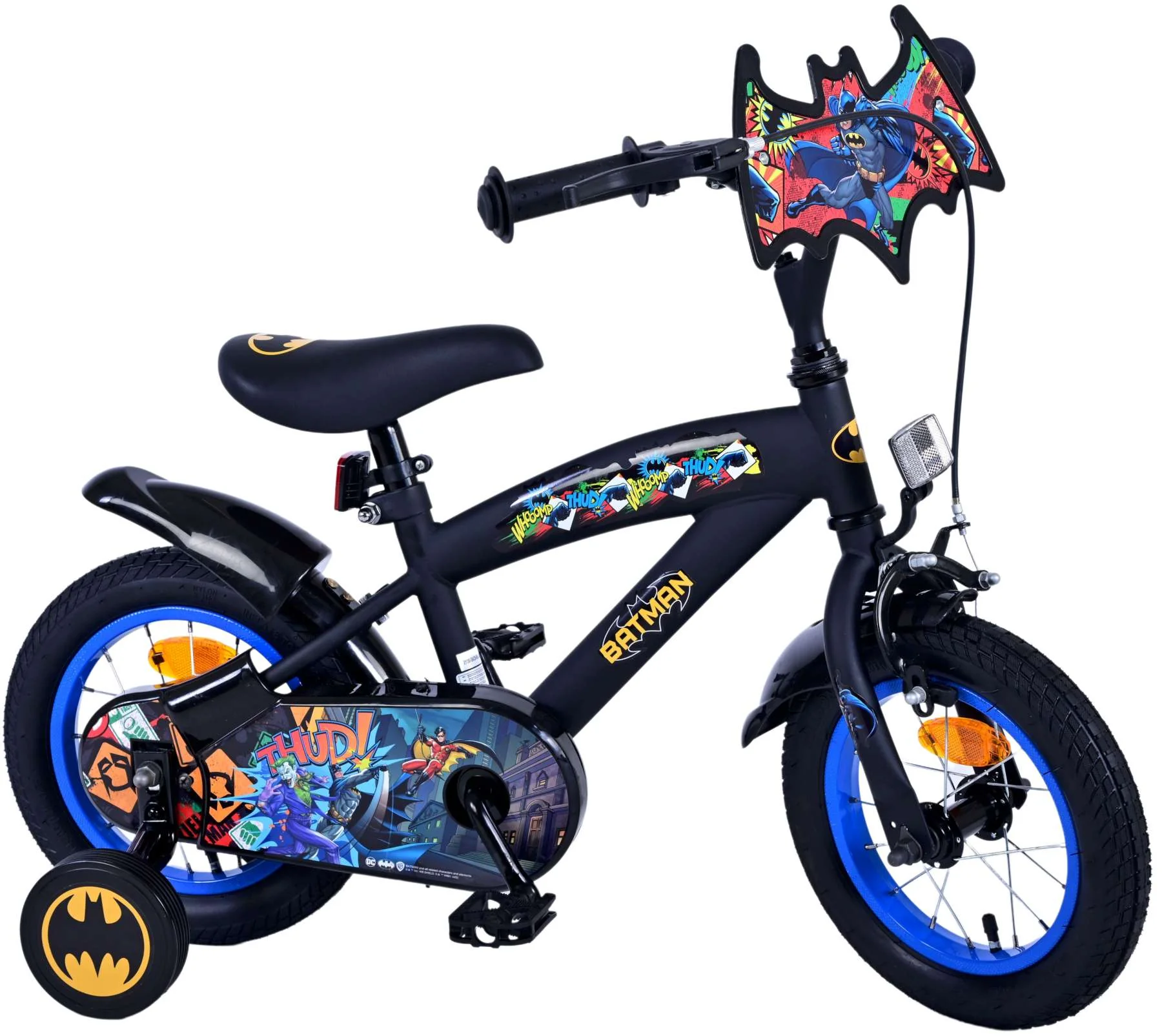 Bild von TPFSports Kinderfahrrad DC Batman 12 Zoll, 1 Gang, (Jungs Fahrrad - Rutschfeste Sicherheitsgriffe), Kinder Fahrrad 12 Zoll mit Stützräder Laufrad Jungen Kinderrad