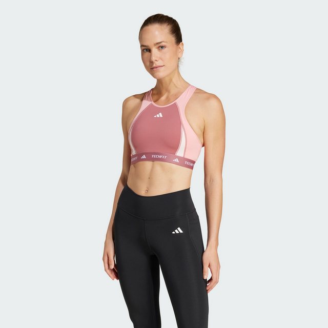 Bild von adidas Performance TECHFIT High-Neck Colorblock Medium Support Sport-BH Damen AFAK - precri XS A-B