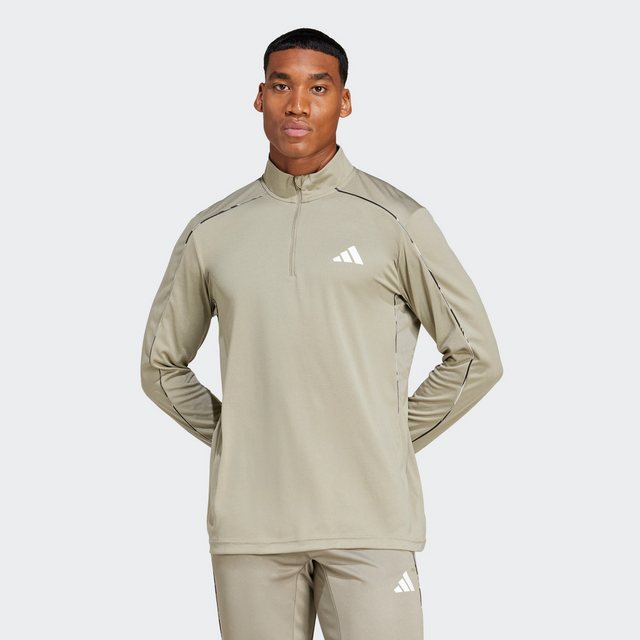 Bild von adidas Training Essentials Camo 1/4-Zip Trainingsshirt Herren JI8401 - silver pebble M