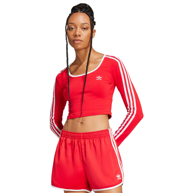 Bild von Adidas 3 Stripes Damen T-Shirts - Rot - Größe: 38 - Baumwoll-Jersey - Foot Locker