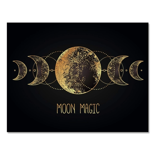 Bild von Wandmotiv24 Leinwandbild Minimalismus, Mond, Abstrakt, Querformat M0702