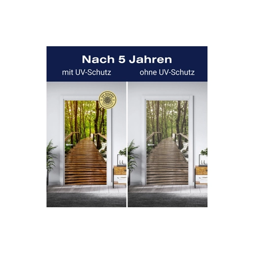 Bild von wandmotiv24 Türtapete Nasser Holz-Steg – Eine kreative Raumgestaltung