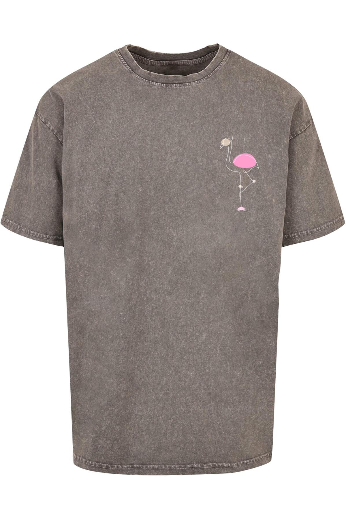 Bild von Merchcode Flamingo Acid Washed Heavy Oversized Tee für Herren - 3XL
