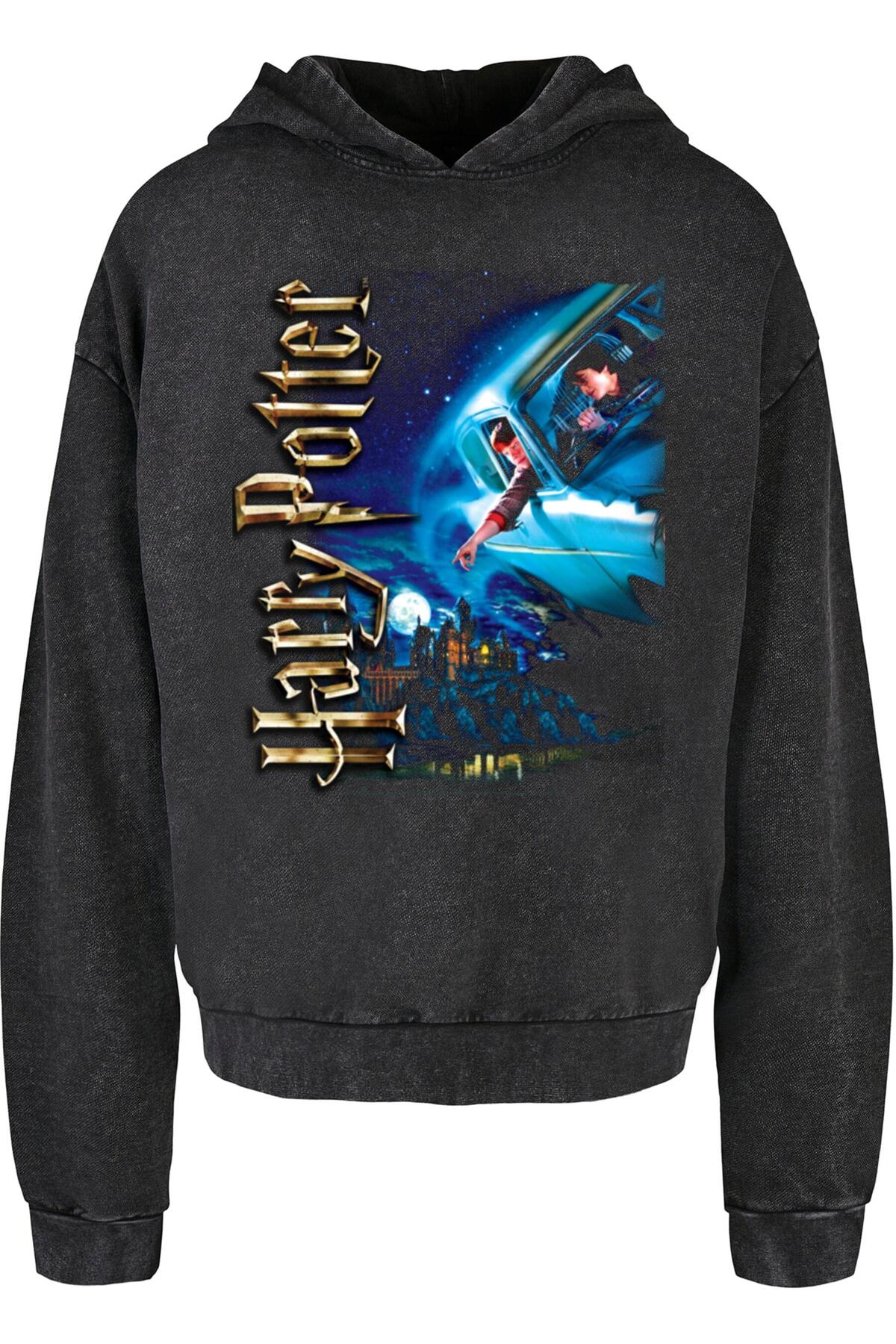 Bild von ABSOLUTE CULT Harry Potter – Übergroßer Kapuzenpullover Mit Acid-wash-effekt Von Harry Smiles At Hogwarts für Herren - 2XL