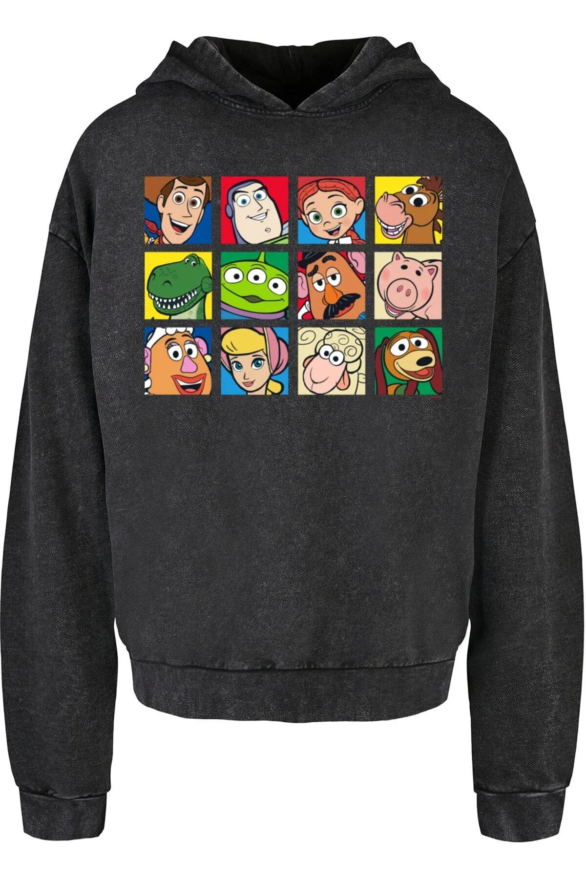 Bild von ABSOLUTE CULT Toy Story Charakter Quadrate Acid Washed Oversize Hoody für Herren - S