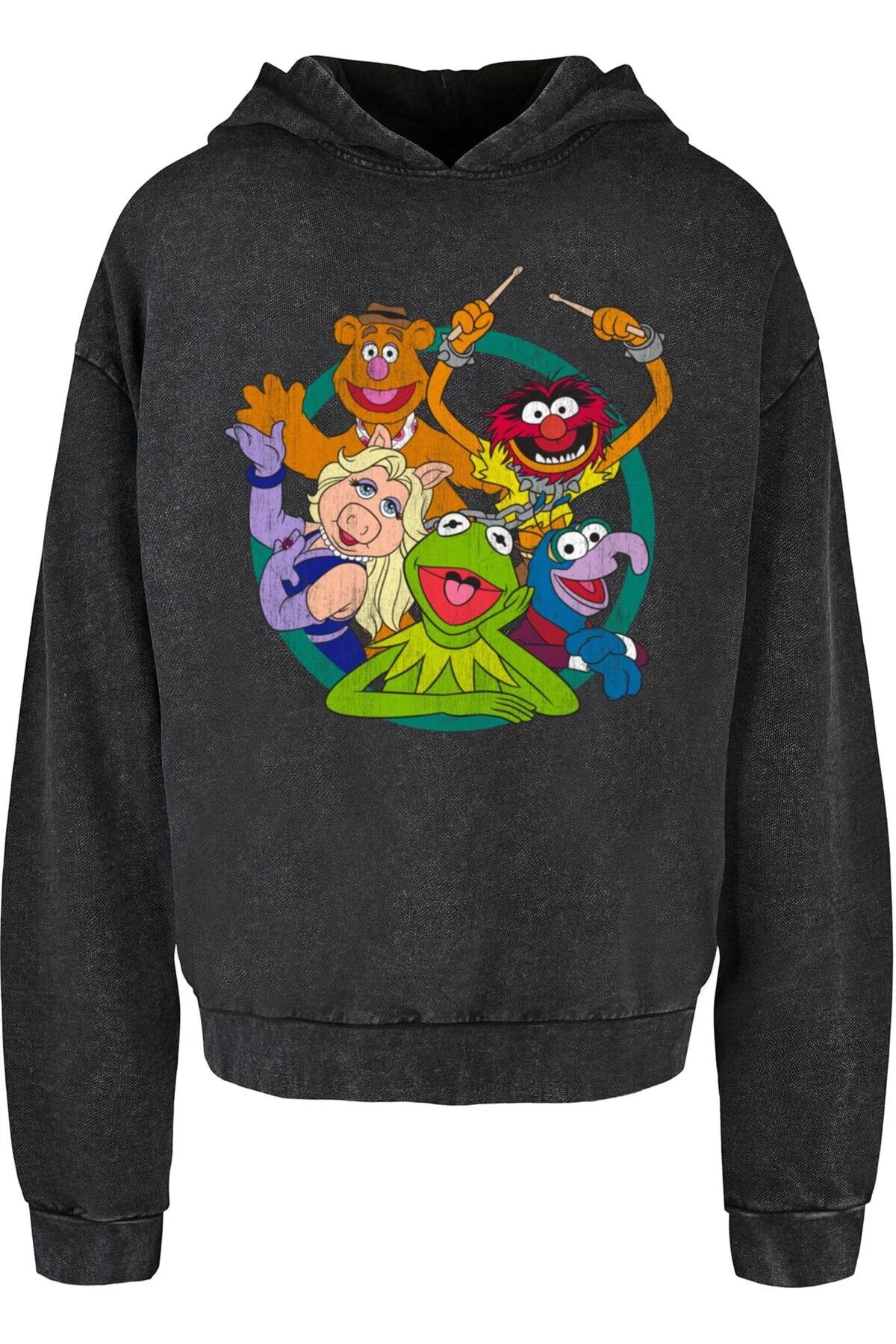 Bild von ABSOLUTE CULT Muppets Gruppe Kreis Acid Washed Oversized Hoody für Herren - XL