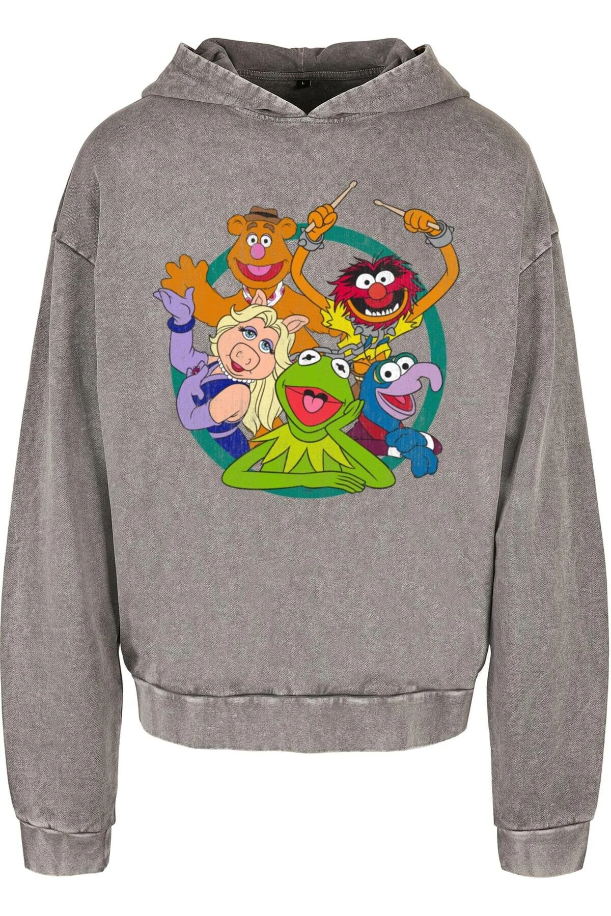 Bild von ABSOLUTE CULT Muppets Gruppe Kreis Acid Washed Oversized Hoody für Herren - 4XL