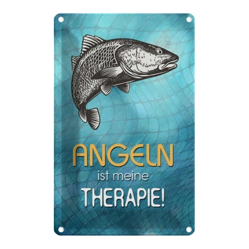 Bild von Blechschild 20x30 cm "Angeln ist meine Therapie"