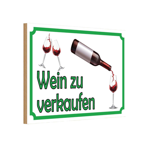 Bild von Holzschild 20x30 cm - Wein zu verkaufen Alkohol