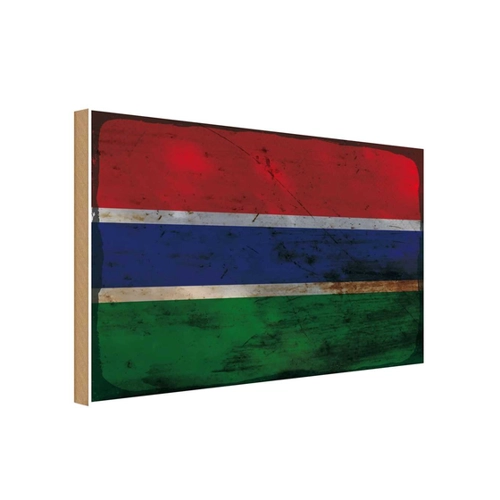 Bild von Vianmo Holzschild Gambia Flagge 20x30 cm